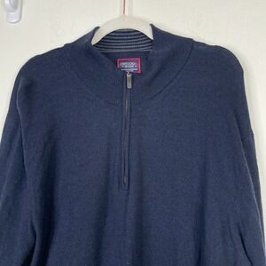 Untuckit‎ Mens XXL Belguardo 1/4 Zip Merino Wool Pullover Sweater Blue Preppy